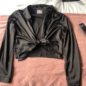 Nasty Gal black silk tie top